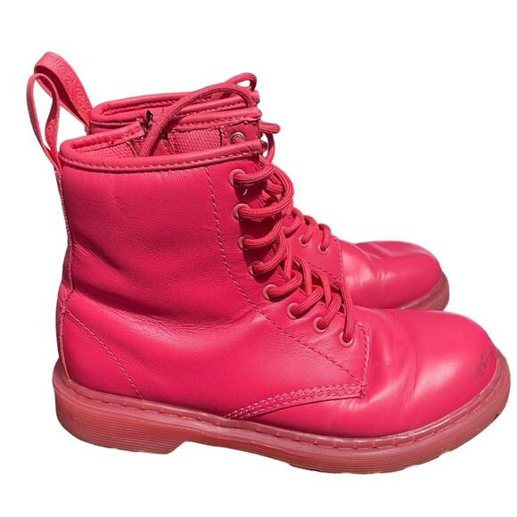 Dr Martens Delaney HOT PINK high top boots Youth size 3 - Picture 1 of 9